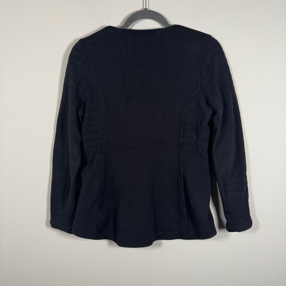 Athleta Moto Jacket Black Asymmetrical Zip Quilted Fleece Small SP - Picture 2 of 6